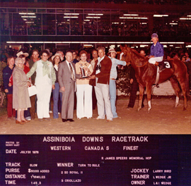 Turn to Rule wins the 1976 R J Speers Memorial Handicap at Assiniboia Downs. July 31, 1976.