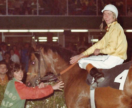 Patti Ross, Irwin Driedger and Naigo find the Winner's Circle. June 16, 1979.