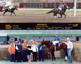 Nephrite sets new track record at ASD with Brian Bochinski up. Oct. 8 1989.