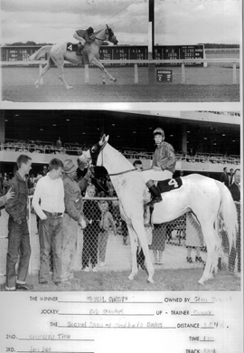 Bobby Stewart scores 1st win of career aboard Royal Ghost. 1960.