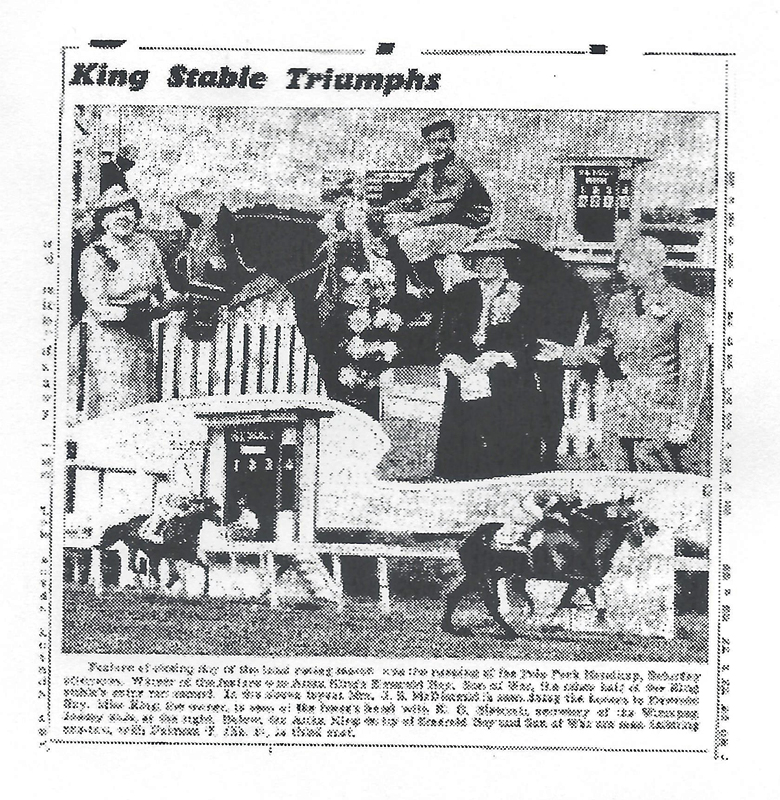 Emerald Bat wins Polo Park Handicap for Anita King (far left). July 6, 1942. 