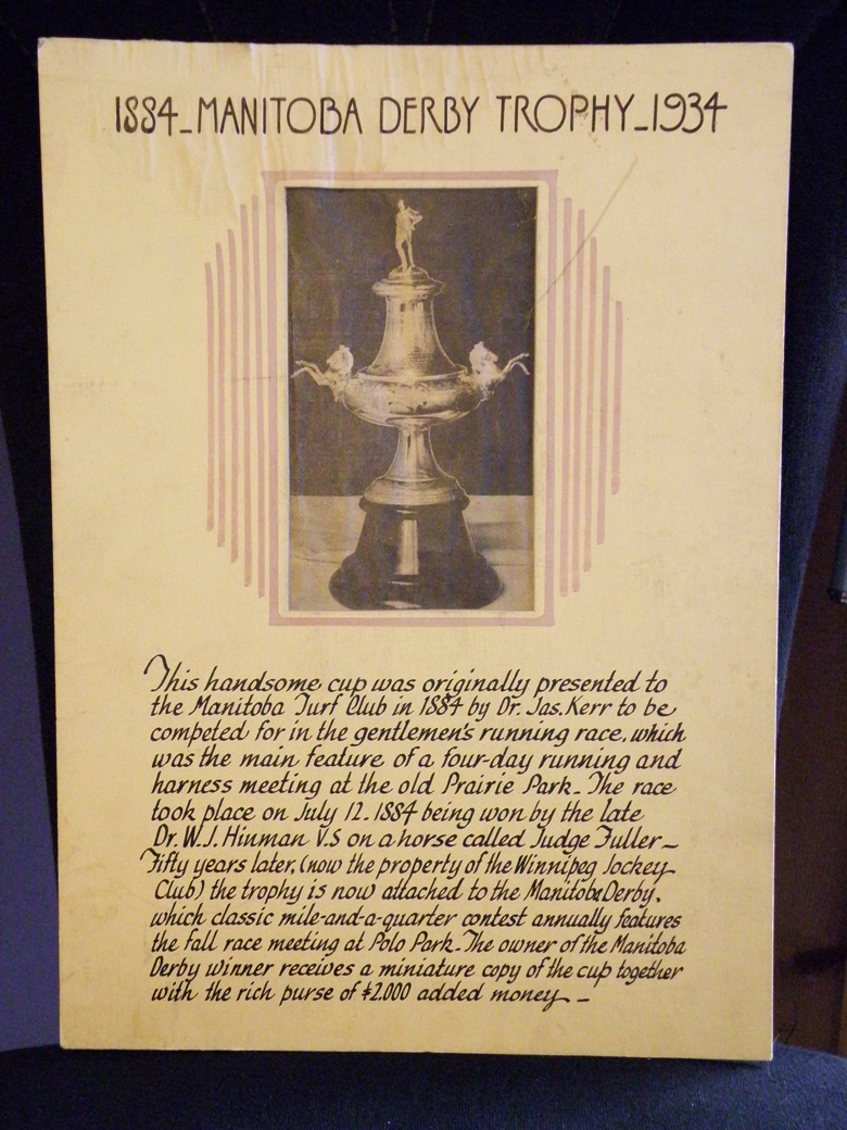 The 1934 Manitoba Derby Trophy.