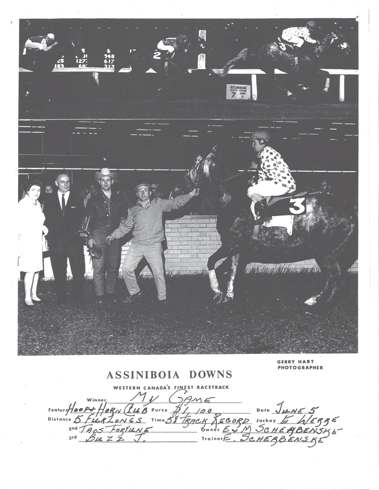 My Game sets new track record at Assiniboia Downs. June 5, 1968.