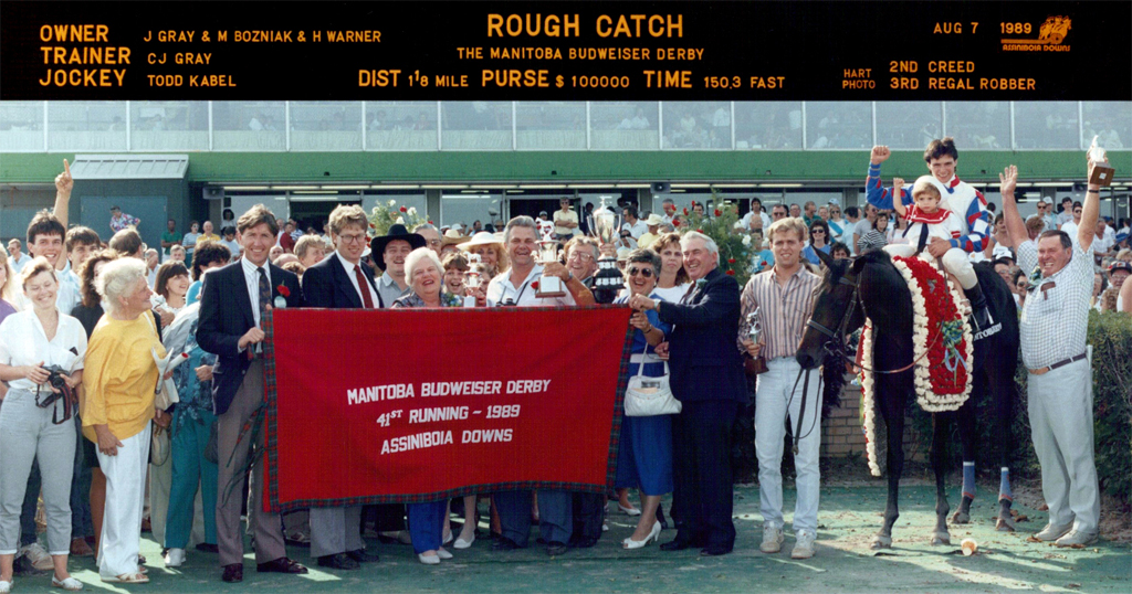 Rough Catch wins 1989 Manitoba Derby! A winner's circle to remember for sure!
