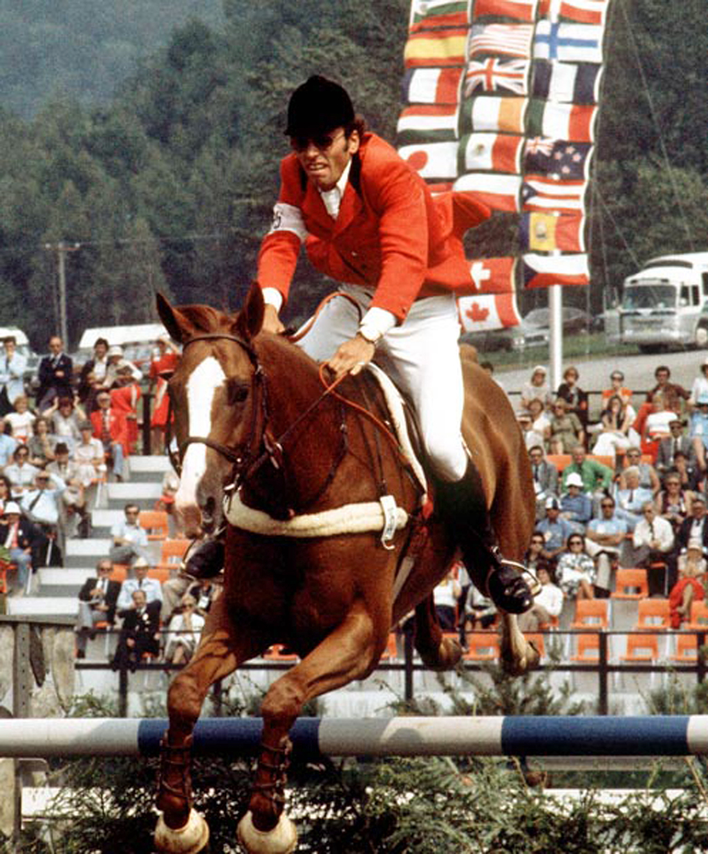 Former racehorse Traffic Judge as Branch County with Michel Vaillancourt aboard winning a Silver Medal at the 1976 Olympics. 