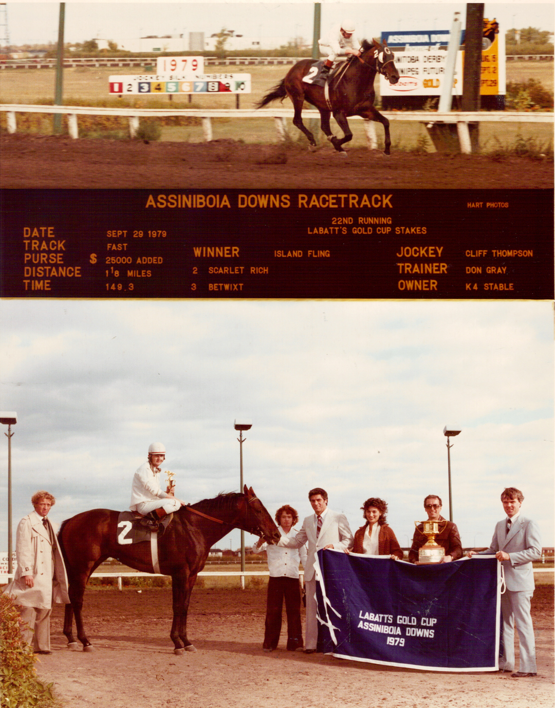 Island Fling wins 1979 Labatt's Gold Cup at Assiniboia Downs.