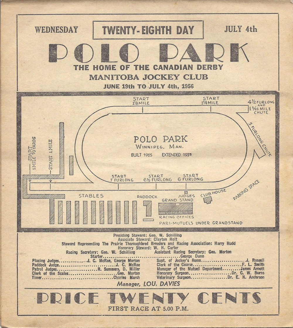 Last day of racing at Polo Park. July 4, 1956.