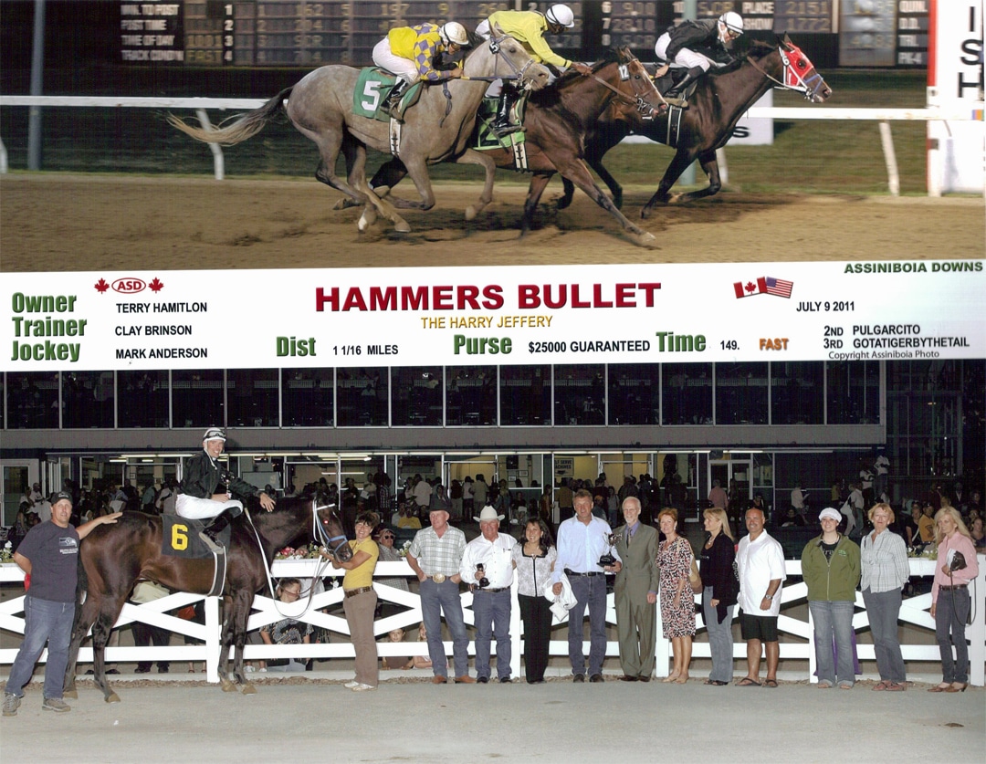 Hammers Bullet wins the Harry Jeffrey Stakes. July 9, 2011.