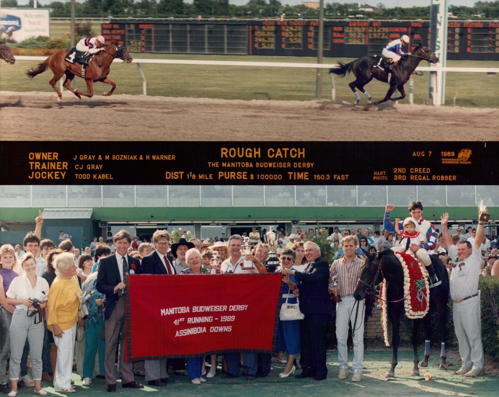 Kabel wins 1989 Manitoba Derby. Daughter Ashley aboard for the win picture.