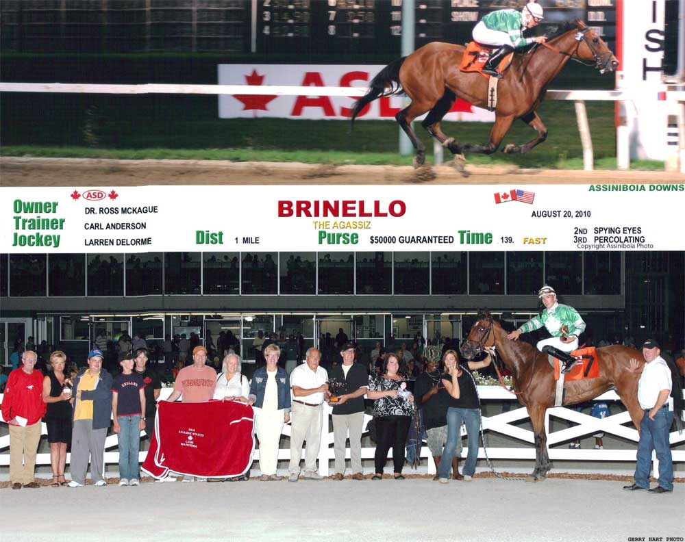 Brinello wins the 2010 Agassiz Stakes. Gerry Hart photo.
