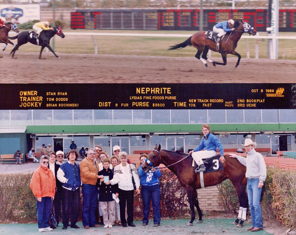 Nephrite sets new Six-Furlong Track Record at ASD. October 8, 1989.