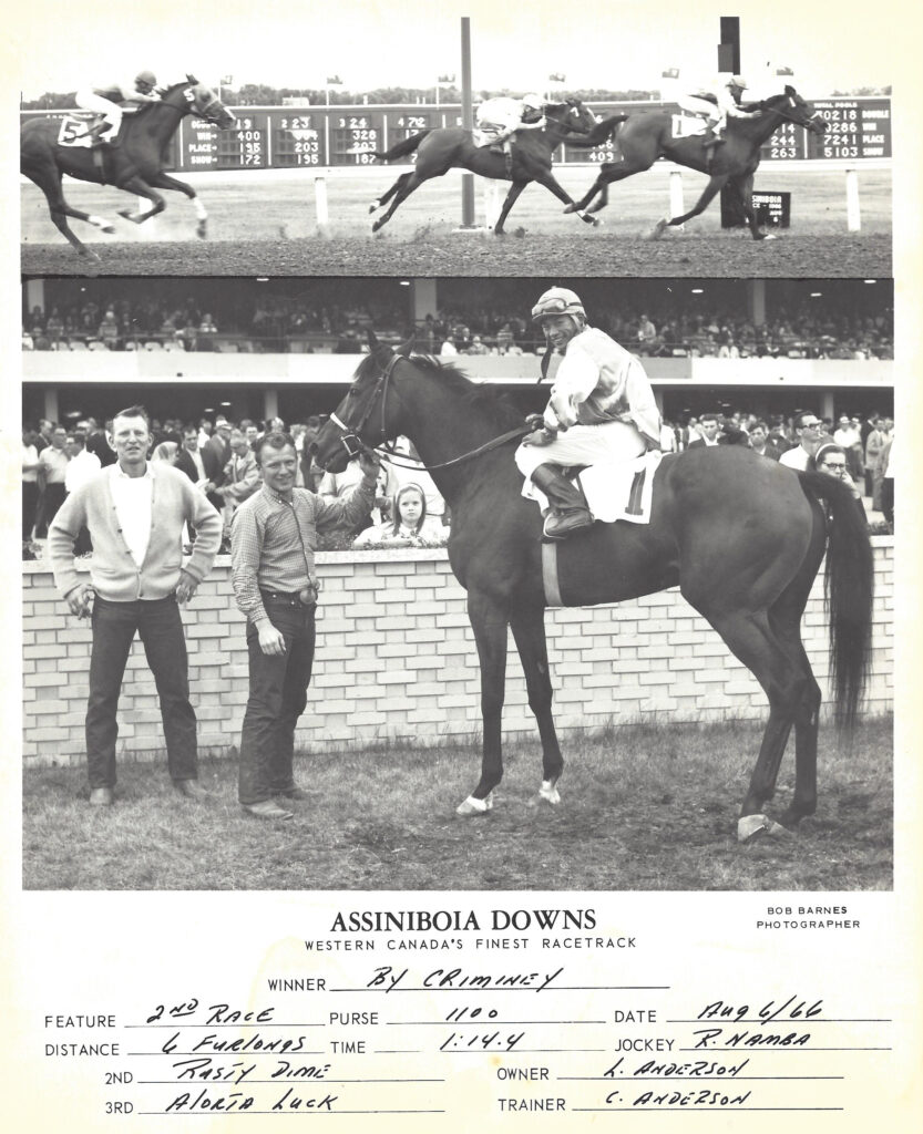 Brothers Carl (left) and Leonard Anderson in the ASD winner's circle. August 6, 1966.