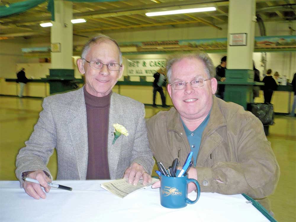 Jockey Dick Armstrong (left) and ASD historian Bob Gates.
