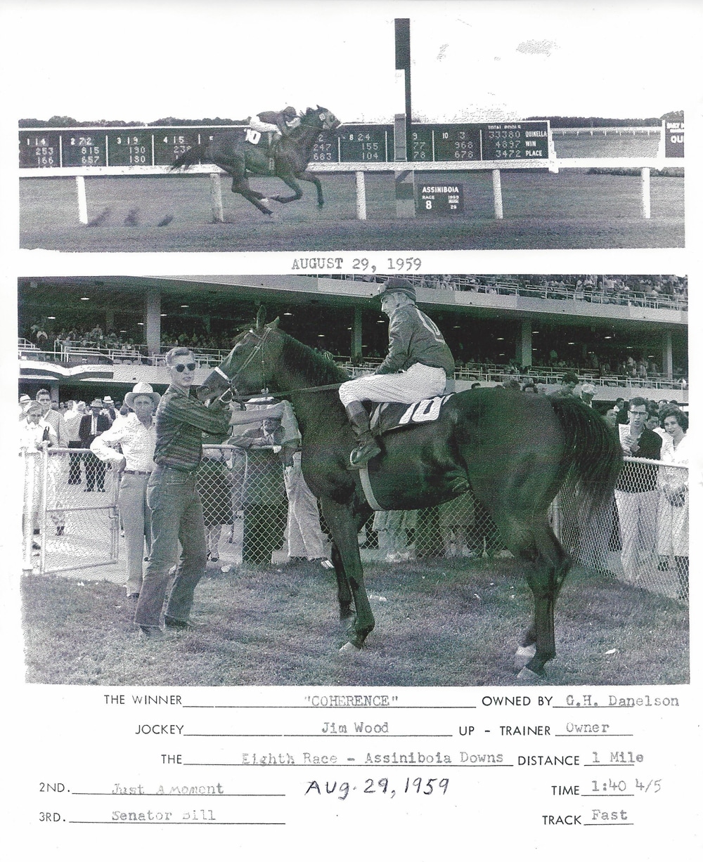 Coherence. August 29, 1959. Trainer Gary Danelson's first win.