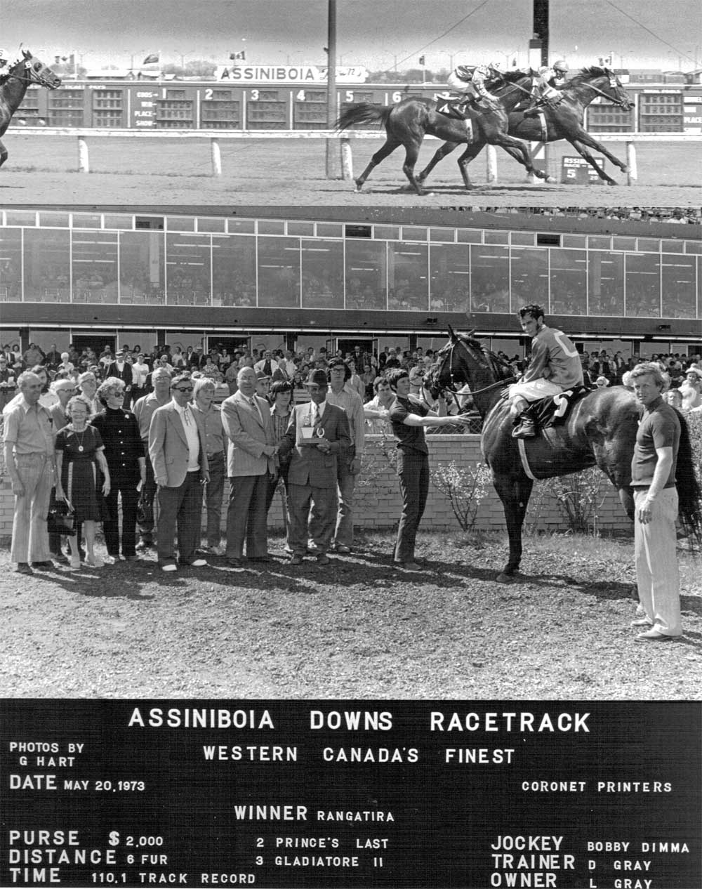 Rangatira sets new six-furlong track record at ASD. May 20, 1973.