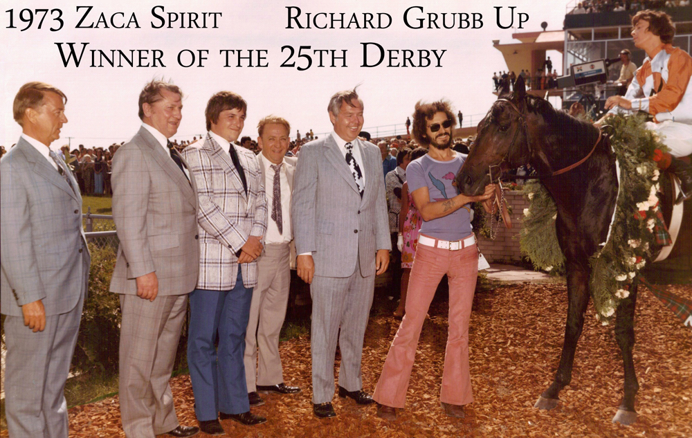 Zaca Spirit (Richard Grubb up). Winner of the 25th Manitoba Derby. 1973.